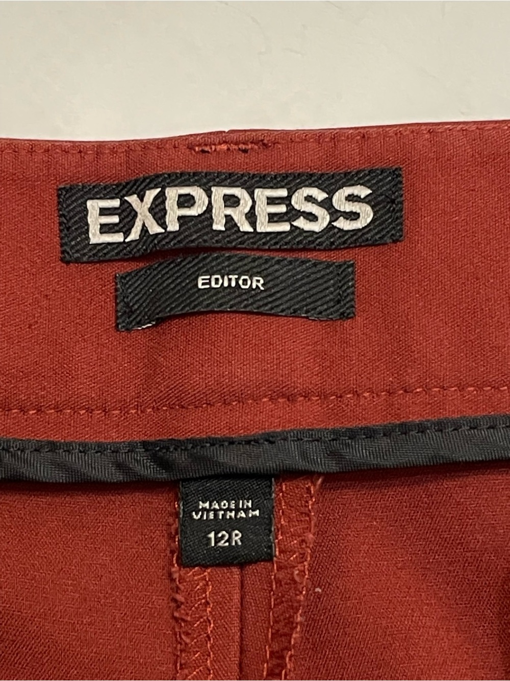 Express Editor Dress Pants Trousers Rust Red Size 12 - Picture 9 of 11